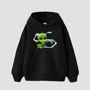Alien Smoke Baskılı Oversize Unisex Siyah