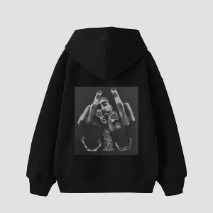 All Eyez On Me Baskılı Oversize Unisex Premium Siyah