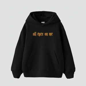 All Eyez On Me Baskılı Oversize Unisex Premium Siyah