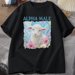 Alpha Male T Shirt Casual Cotton Meme T-shirt Silly Weird Goat Graphic Tee Fashion Short Slee 2898