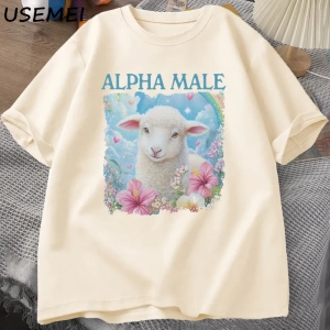 Alpha Male T Shirt Casual Cotton Meme T-shirt Silly Weird Goat Graphic Tee Fashion Short Slee 2898