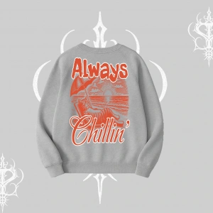 Always Chillin Kedi Arka Baskılı Biskilet Sweatshirt