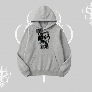 Am Hungry Kedi Baskılı Kapşonlu Sweatshirt