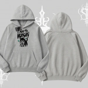 Am Hungry Kedi Baskılı Kapşonlu Sweatshirt