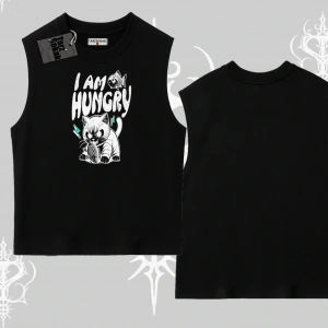 Am Hungry Kedi Baskılı Kolsuz Tshirt