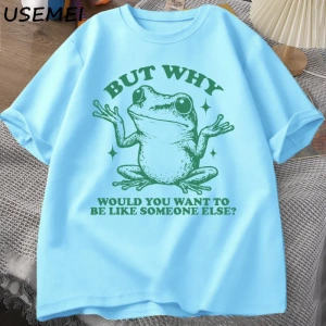 Ama Başka Birisi Gibi İstediğiniz Neden T-shirt Erkekler Retro Komik Kurbağa Grafik T Shirt P 2872