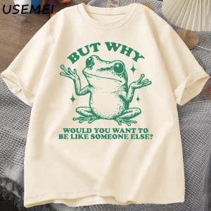 Ama Başka Birisi Gibi İstediğiniz Neden T-shirt Erkekler Retro Komik Kurbağa Grafik T Shirt P 2872
