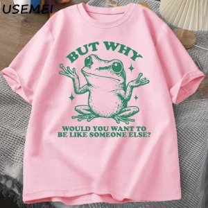 Ama Başka Birisi Gibi İstediğiniz Neden T-shirt Erkekler Retro Komik Kurbağa Grafik T Shirt P 2872