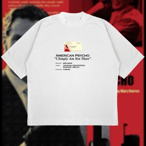 American Psycho Baskılı Oversize Unisex Pamuklu Nefes Alan Kalın Kumaşlı