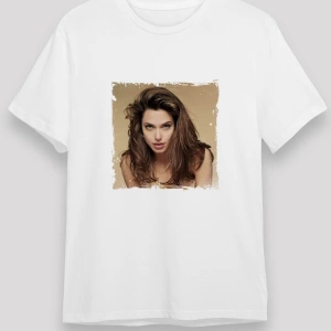 Angelina Jolie Beyaz Unisex T-Shirt