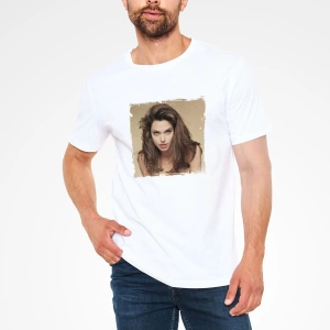 Angelina Jolie Beyaz Unisex T-Shirt