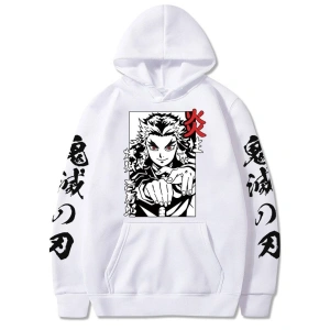Anime Demon Slayer Rengoku Hoodie Mod43 14670 Beyaz