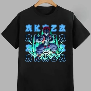 Anime Desenli Unisex Bay Bayan Tişört  Akaza iblis avcısı