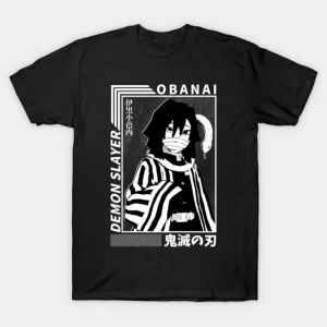 Anime Desenli Unisex Bay Bayan Tişört  Demon Slayer Anime ‌ Iguro Obanai