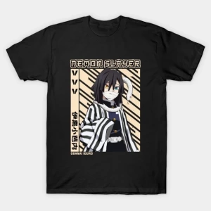 Anime Desenli Unisex Bay Bayan Tişört  Demon Slayer Anime ‌ ‌Iguro Obanai