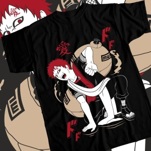 Anime Desenli Unisex Bay Bayan Tişört  Gaara Kanji Kum Naruto