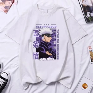 Anime Desenli Unisex Bay Bayan Tişört  Jujutsu hattı Gojo Satoru