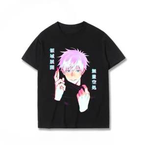 Anime Desenli Unisex Bay Bayan Tişört  Jujutsu Kaisen Gojo Satoru