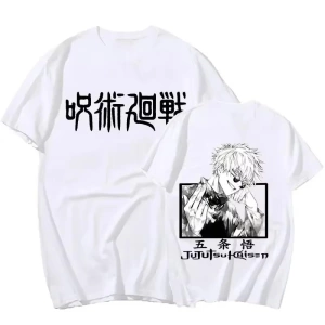 Anime Desenli Unisex Bay Bayan Tişört  Jujutsu Kaisen Gojo Satoru