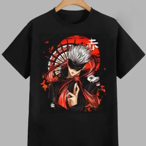 Anime Desenli Unisex Bay Bayan Tişört  Jujutsu Kaisen Gojo Satoru