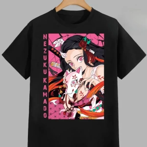 Anime Desenli Unisex Bay Bayan Tişört  Kamado Nezuko iblis avcısı