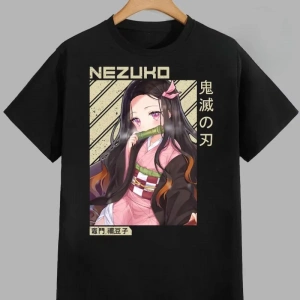 Anime Desenli Unisex Bay Bayan Tişört  Kamado Nezuko iblis avcısı