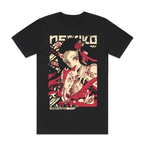 Anime Desenli Unisex Bay Bayan Tişört  Kamado Tanjiro ‌ Nezuko Demon Slayer