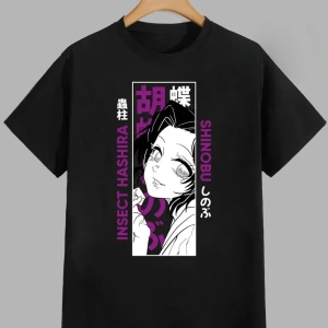 Anime Desenli Unisex Bay Bayan Tişört  Kochou Shinobu iblis  avcısı