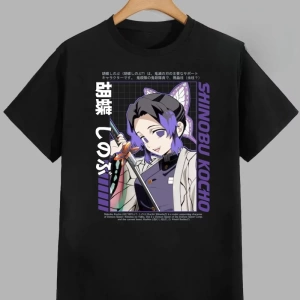 Anime Desenli Unisex Bay Bayan Tişört  Kochou Shinobu iblis  avcısı