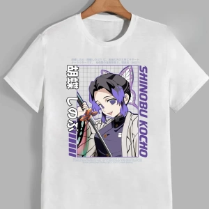 Anime Desenli Unisex Bay Bayan Tişört  Kochou Shinobu iblis  avcısı