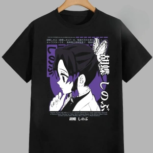 Anime Desenli Unisex Bay Bayan Tişört  Kochou Shinobu iblis  avcısı