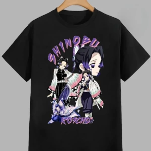 Anime Desenli Unisex Bay Bayan Tişört  Kochou Shinobu iblis  avcısı