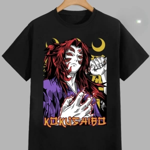 Anime Desenli Unisex Bay Bayan Tişört  Kokushibo iblis avcısı
