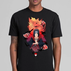 Anime Desenli Unisex Bay Bayan Tişört  Naruto Itachi Uchiha