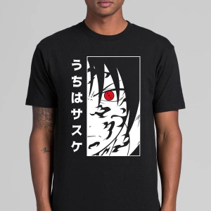 Anime Desenli Unisex Bay Bayan Tişört  Naruto Sasuke