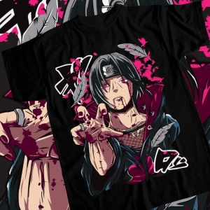 Anime Desenli Unisex Bay Bayan Tişört  Naruto tachi Uchiha
