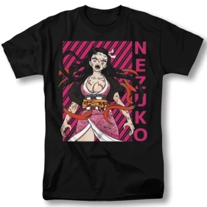 Anime Desenli Unisex Bay Bayan Tişört  Nezuko Tanjiro Inosuke Giyu Demon Slayer