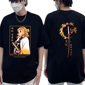 Anime Desenli Unisex Bay Bayan Tişört Rengoku Kyojuro ‌ Iblis avcısı