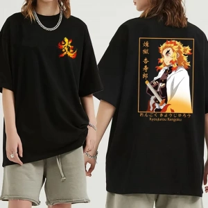 Anime Desenli Unisex Bay Bayan Tişört Rengoku Kyojuro ‌ Iblis avcısı