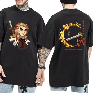 Anime Desenli Unisex Bay Bayan Tişört Rengoku Kyojuro ‌ Iblis avcısı