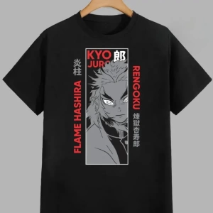 Anime Desenli Unisex Bay Bayan Tişört Rengoku Kyojuro ‌ Iblis avcısı