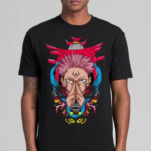Anime Desenli Unisex Bay Bayan Tişört  Summer Jujutsu Line Anime Ryomen Sukuna ‌