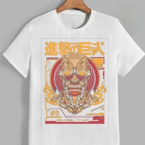Anime Desenli Unisex Bay Bayan Tişört  Titanlar Anime