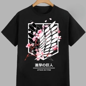 Anime Desenli Unisex Bay Bayan Tişört  Titanlar Anime
