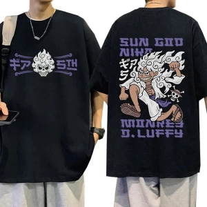 Anime Desenli Unisex Bay Bayan Tişört  Yaz Luffy Zoro Asura
