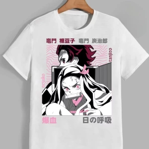 Anime Desenli Unisex Çocuk Tişört  Demon Slayer