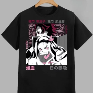 Anime Desenli Unisex Çocuk Tişört  Demon Slayer