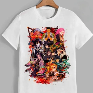 Anime Desenli Unisex Çocuk Tişört  Demon Slayer Kamado Tanjiro Nezuko