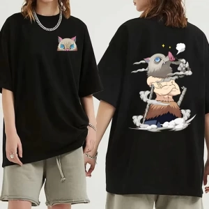 Anime Desenli Unisex Çocuk Tişört   Hashibira Inosuke Karikatür Iblis Avcısı