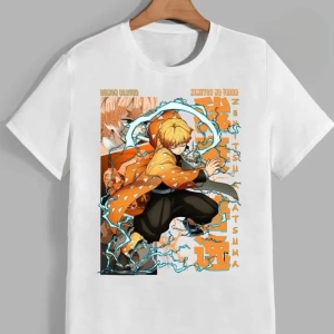Anime Desenli Unisex Çocuk Tişört  Iblis avcısı Agatsuma Zenitsu